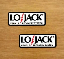2 LOJACK 2"x.75" Vinyl Decal Stickers Car Motorcycle Security Recovery & US Flag