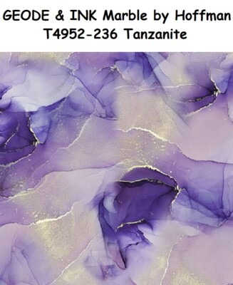 GEODE and Ink Cotton Quilt Fabric by Hoffman BTY T4952-236 TANZANITE Purple