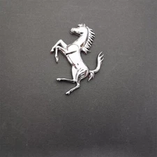 Ferrari Prancing Horse Chrome Silver Badge Copper Emblem 7*4.8CM(Fit Many)
