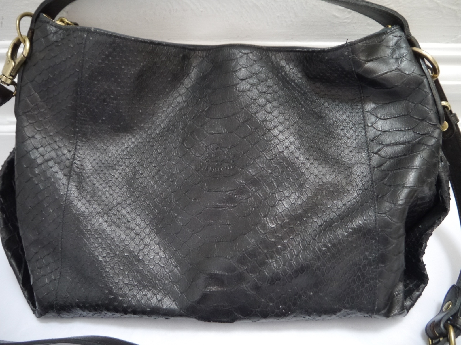 IL BISONTE dark brown black python skin handbag h… - image 2