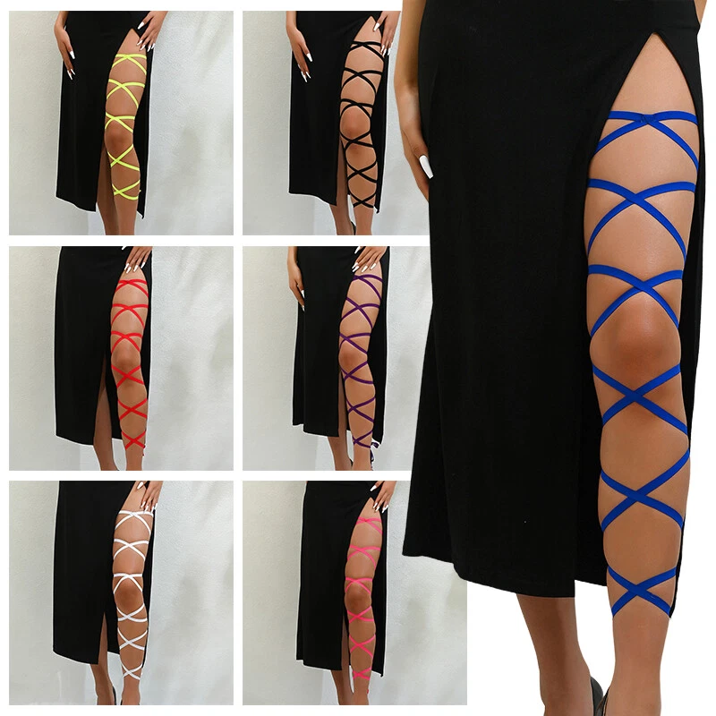 Mujeres 2 piezas Arnés Piernas Correas Sexy Pierna Lazo Elástico Cuerpo Arnés Prendas para club nocturno  Foto 2 de 4