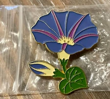 New MORNING GLORY floral pastoral flower enamel brooch pin pinback lapel
