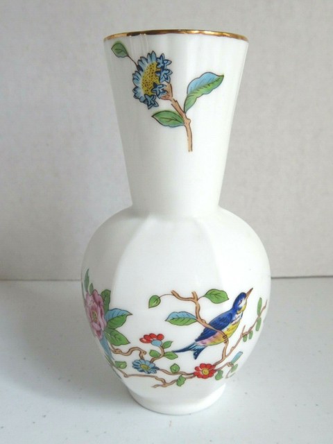 Aynsley Pembroke English Bone China White Vase With Blue Bird And