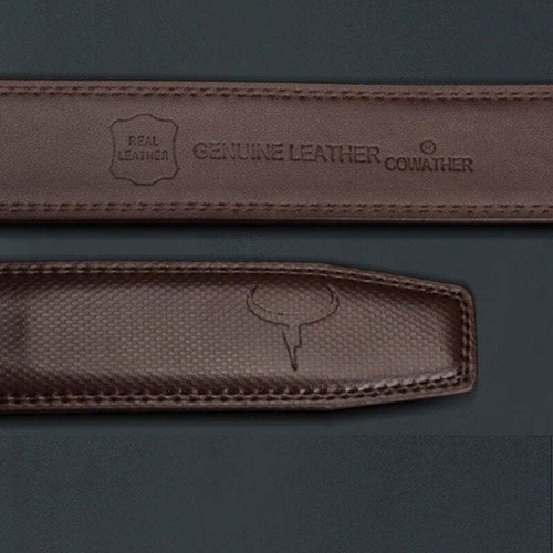 OSKA Men’s Belt Genuine Cow Leather Automatic Ratchet Buckle Brown - Gift Box - Picture 8 of 10