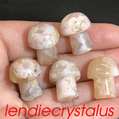 20pcs Natural Cherry blossom agate Mushroom Quartz Crystal Mineral 1" Gem Reiki - Imagen 12 de 12