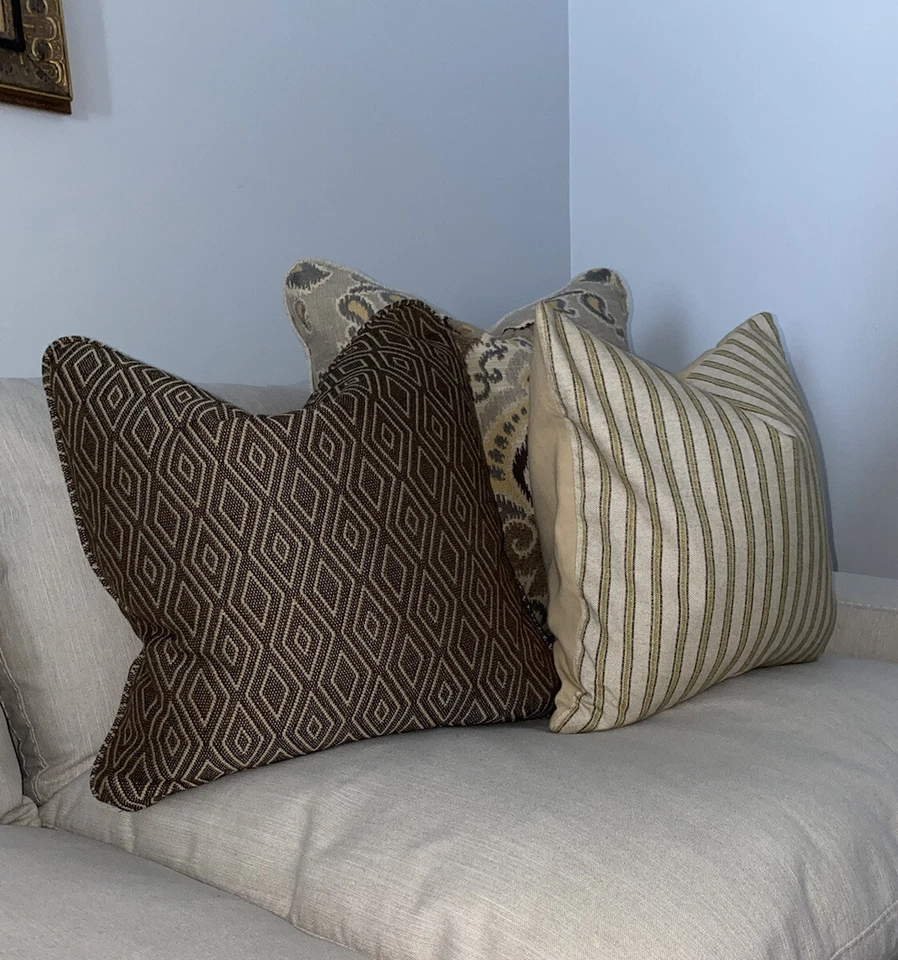 Funda de almohada de acento: 18x18, rayas BEIGE, funda de almohada para almohadas de tiro o de acento Foto 3 de 4