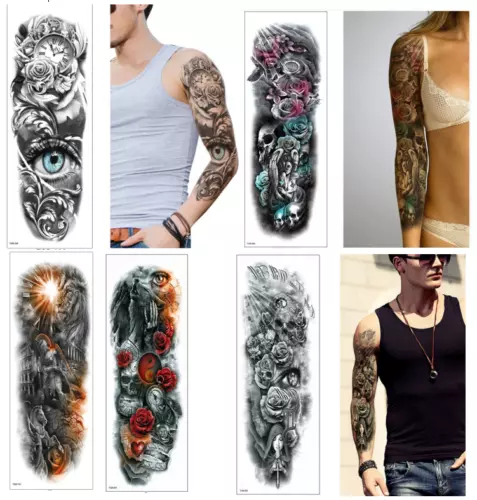 Temporäre Tattoos Aufkleber Ganzarm Body Art Männer Frauen Fake Tattoo + G - Bild 1 von 92