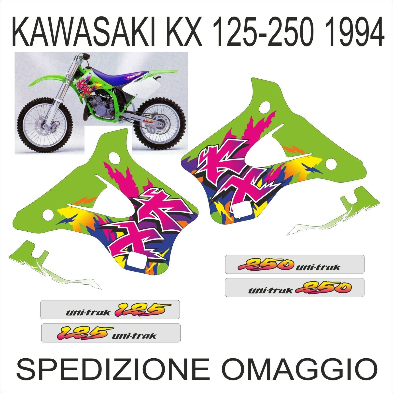 Kit Adesivi KAWASAKI KX 125-250 1994 in kristal