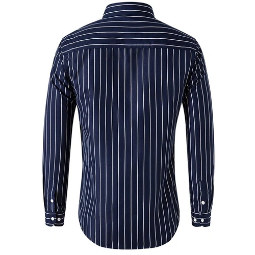 Men's Dress Shirts Long Sleeves Formal Business Striped Casual Slim Shirts Tops - Picture 8 of 22