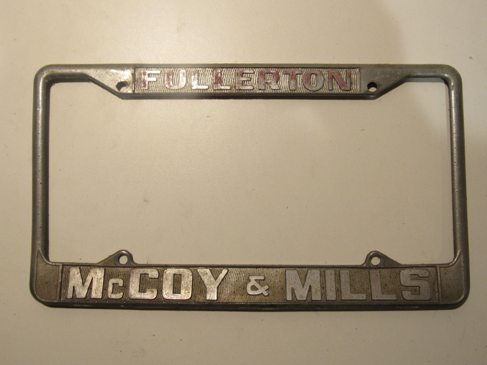 Vintage Fullerton McCoy & Mills Ford Dealership License Plate Frame