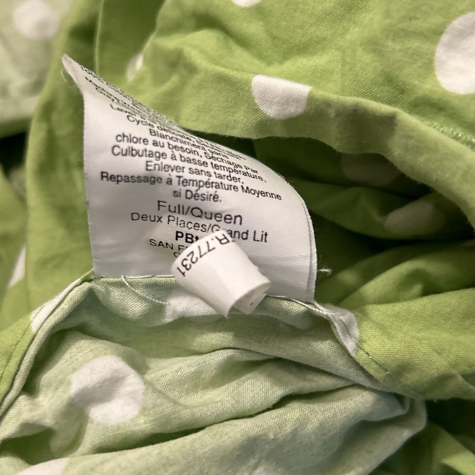 Пододеяльник Pottery Barn PB Teen Green & White Dottie Full Queen в горошек 86 дюймов - Изображение 4 из 4