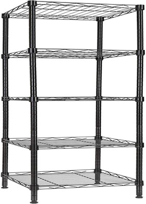 5 Tier Standing Shelving Metal Units, Adjustable Height Wire Shelf Display Rack