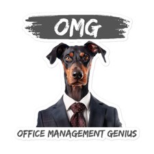 Funny Dog Sticker Office Doberman Pinscher Puppy Lover Vinyl Laptop Car Boss