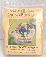 MILL HILL GLASS BEAD MAGNET Ornament KIT Beaded Cross Stitch FLORAL WATERING CAN