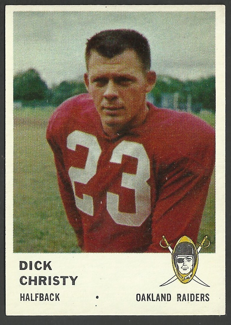 1961 FLEER FOOTBALL #190 DICK CHRISTY- CREASEFREE & NEAR MINT CONDITION