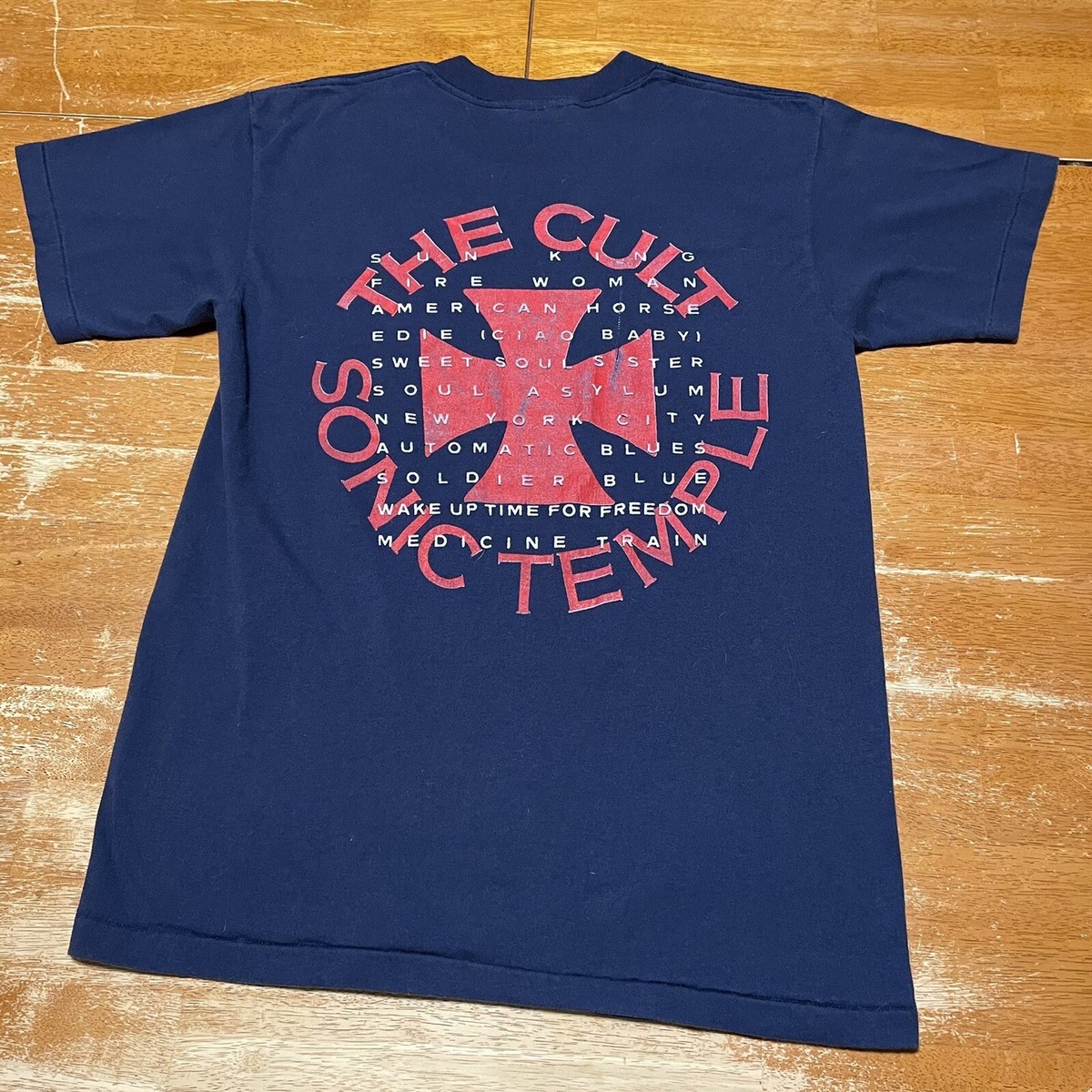 Vintage 1980s The Cult Sonic Temple Tour Concert Navy Blue T-Shirt 