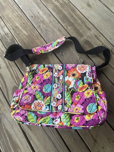 Vera Bradley Va Va Bloom Messenger Laptop Travel Bag Pink Quilted
