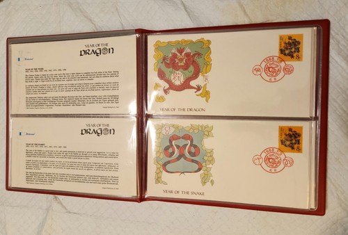 RARE!! 12 Chinese New Years of the Dragon, Complete Album of 1988 FDC, Stamps - Picture 4 of 8
