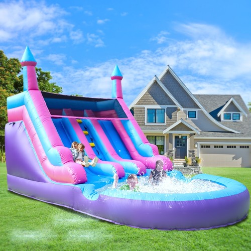 6.4m Commercial PVC Inflatable Double Water Slide Pool with Blower For Kids - Picture 4 of 12