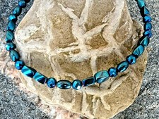 100 Magnetic Bracelet Hematite Anklet Necklace Electric Blue 1 row USA