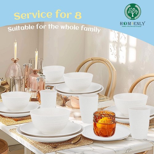 Elegant 40-Piece Eco-Friendly Dinnerware Set - Microwave & Dishwasher Safe - 第 8/9 張圖片