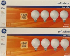 8 GE 40-Watt Frosted White Old Style G25 Globe Light w/Standard Medium Base