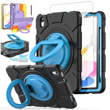 For iPad 11th(A16) 2025/10th Rotating Kickstand Hand Shockproof Case Stand Cover
