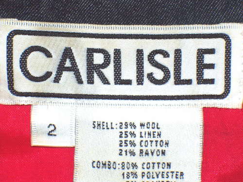 CARLISLE red and dark denim jacket, size 2, wool/linen/cotton, Made in Hong Kong - Picture 8 of 13