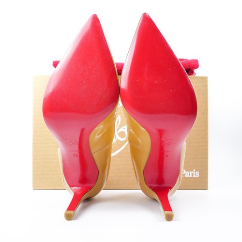 Christian Louboutin Size 38 Women's Pointed Toe Patent Leather Pumps in Beige - Picture 3 of 18