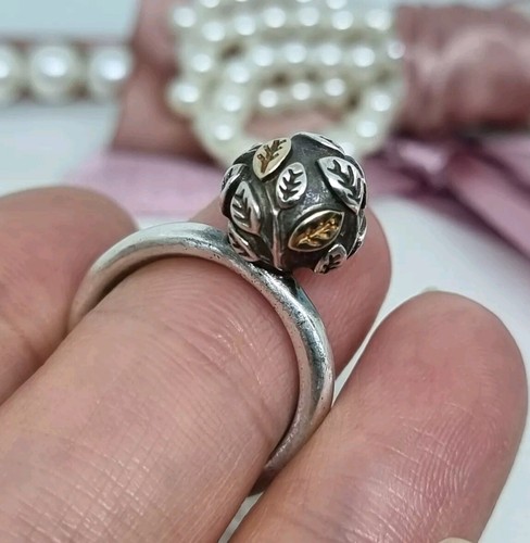 Genuine Pandora Silver & 14k Gold Tree Of Life Ring Size 50 💕 925 ALE