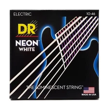 DR Handmade NWE-10 Neon White Electric Guitar Strings; gauges 10-46
