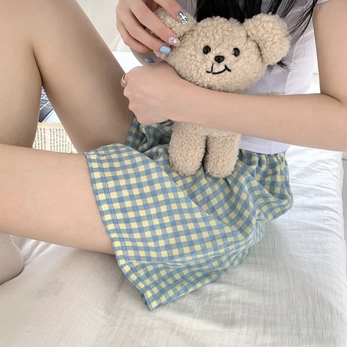 Women's Plaid Casual Shorts Ladies Loose Wide Leg Pajamas Shorts Summer  ▱ - Picture 13 of 24
