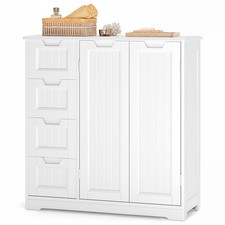 Badezimmerschrank, Kommode fürs Bad Sideboard rmit 4 Schubladen 2 Türen, Weiß