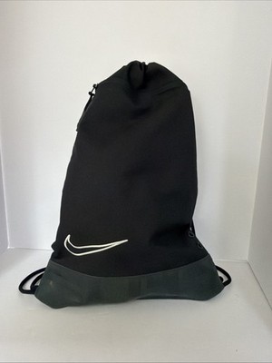 Nike Drawstring Eline Gymsack Reinforced Bottom Embroidered Swoosh Logo Black