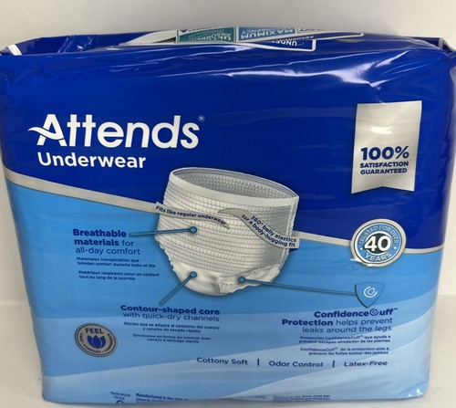 Attends Adult Sz Lg 44”-58" Disposable Underwear Ultimate Absorbency 18 Ct - Picture 2 of 5