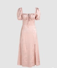 Cider Satin Floral Square Neck Midi Dress Women's Size Large