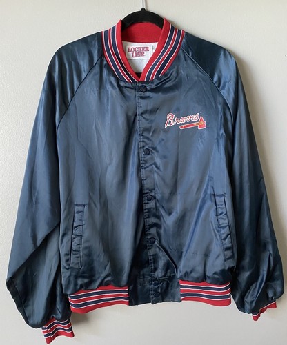 Vintage Locker Line Atlanta Braves Snap Satin Bomber Jacket Adult Large MLB - Picture 1 of 14