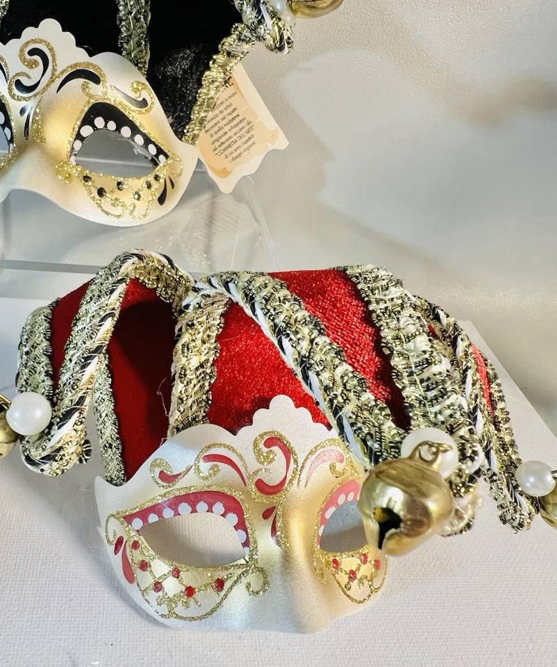 Set Of 2 LA MASCHERA DEL GALEONE- Authentic Miniature Mask Handmade In Venice - Image 4 of 4