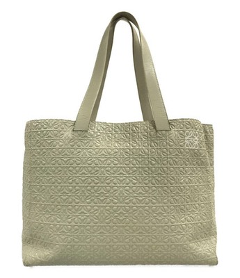 Loewe Anagram embossed leather shopper tote White