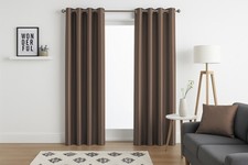 Faux Silk Curtains - Eyelet - Luxury Fully Lined - Ring Top - Black Silver White