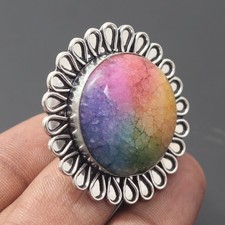 Solar Quartz Gemstone 925 Sterling Silver Handmade Ring Jewelry Gift For Wife