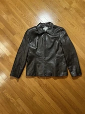 Saks Fifth Avenue Folio Collection Brown Leather Jacket Unisex Size 12