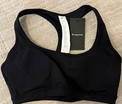 NWT Fabletics Essential Medium Impact Sports Bra, Size Large, Color Black