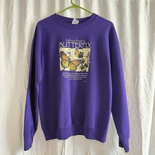 Vintage Advice from a Butterfly Purple Crewneck Sweatshirt Size M Gildan Womens