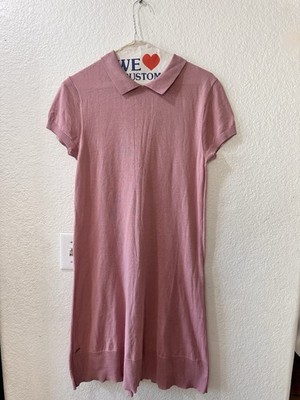 Women s NWOT Lacoste Silk Cotton  Short Sleeve Solid Pink Polo Dress Size 34