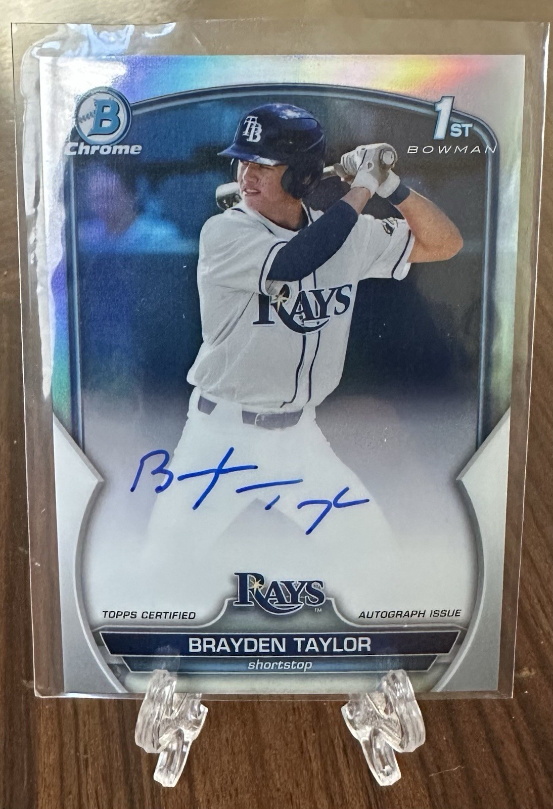 2023 Bowman Draft Brayden Taylor Chrome Auto Refractor /499 Tampa Bay Rays 1st