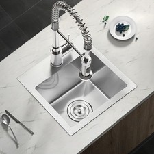 15''x15'' Scratch-Resistant Nano Drop in Single Bowl Bar Sink With Strainer