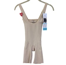 Assets by Spanx Womens Bodysuit Medium Shaping Open Bust Nude Breathable NEW $40