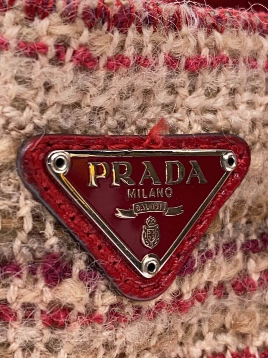 PRADA Tweed Tote Bag with Red Border — image 5