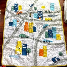 Crate  Kids Crate  Barrel city roads cars applique crib kids quilt blanket